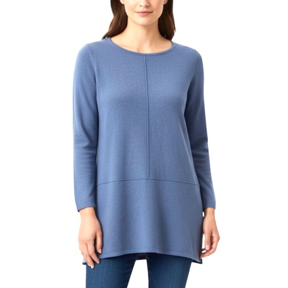Betta Italy Luxury Merino Wool Cashmere Knit Top Cornflower Blue Large (Fits M)